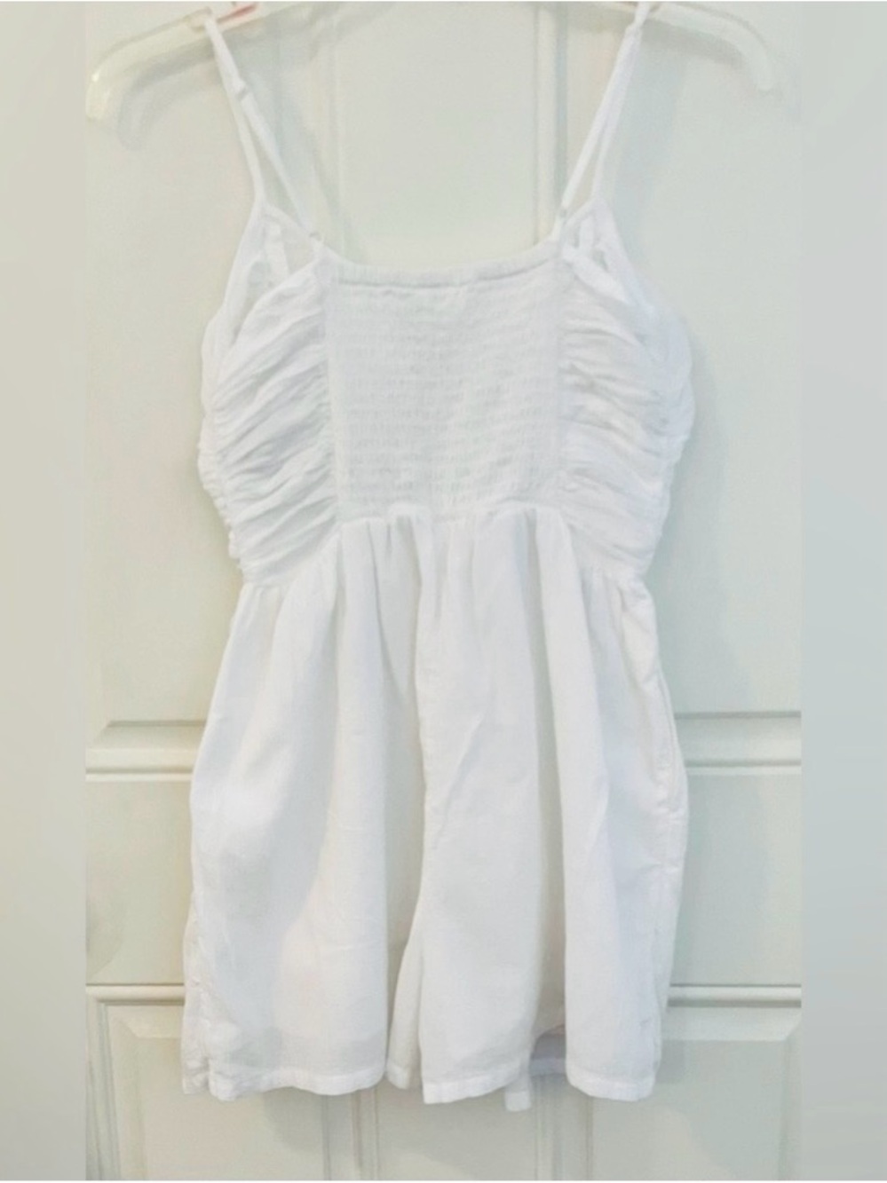 SOLD-Aerie White Gauze Romper - Breezy Knot Tie Front - Smocked -Size XS/TP - Picture 2 of 11